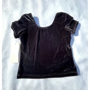 Affluence Dancewear Girls Large Black Cap Sleeve Dance Top